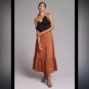 Anthropologie Hutch Bow Tie Color block strapless midi dress 6